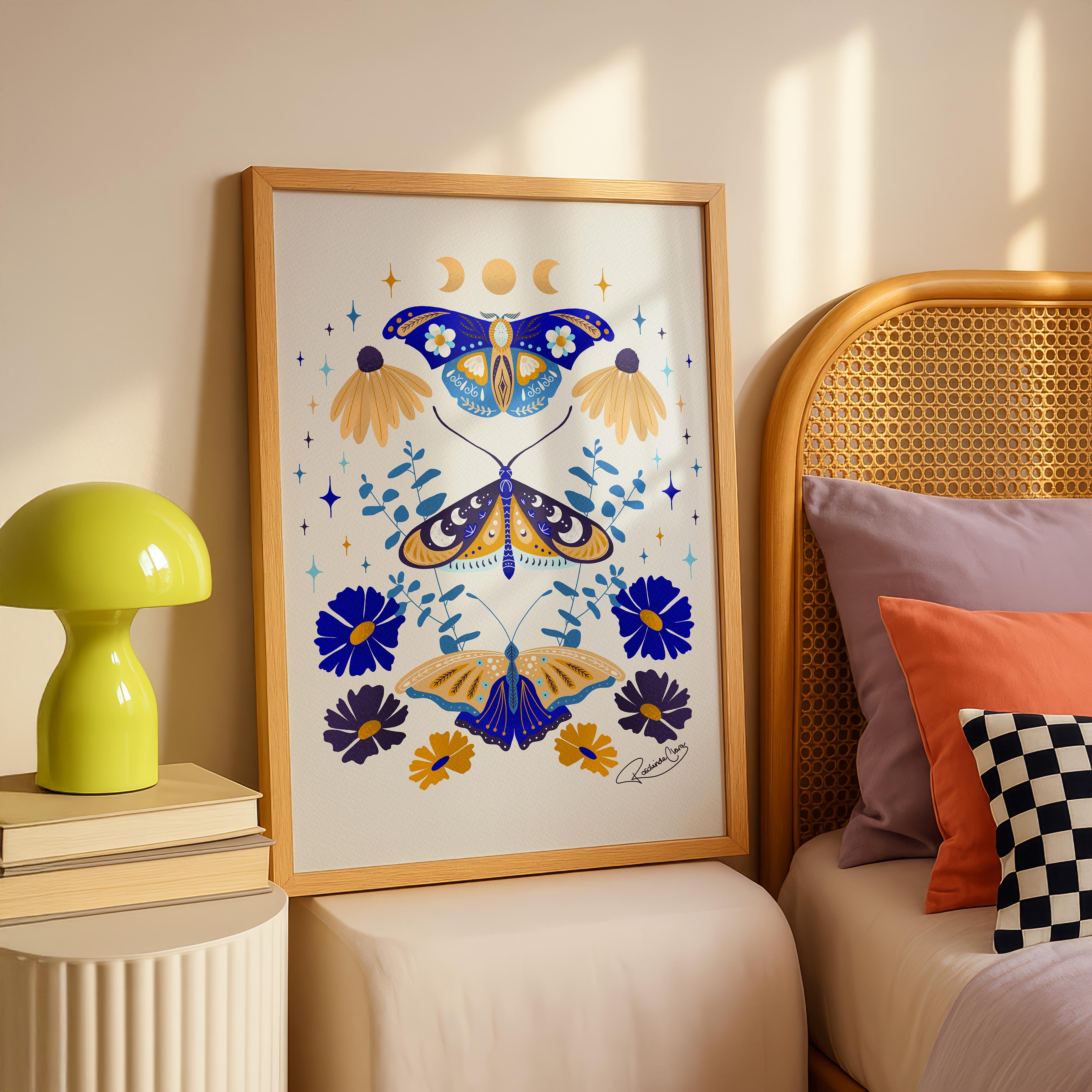 Moths in Stardust - Rosalinde Clara - Rolled Poster Wall Art Print | House Prints