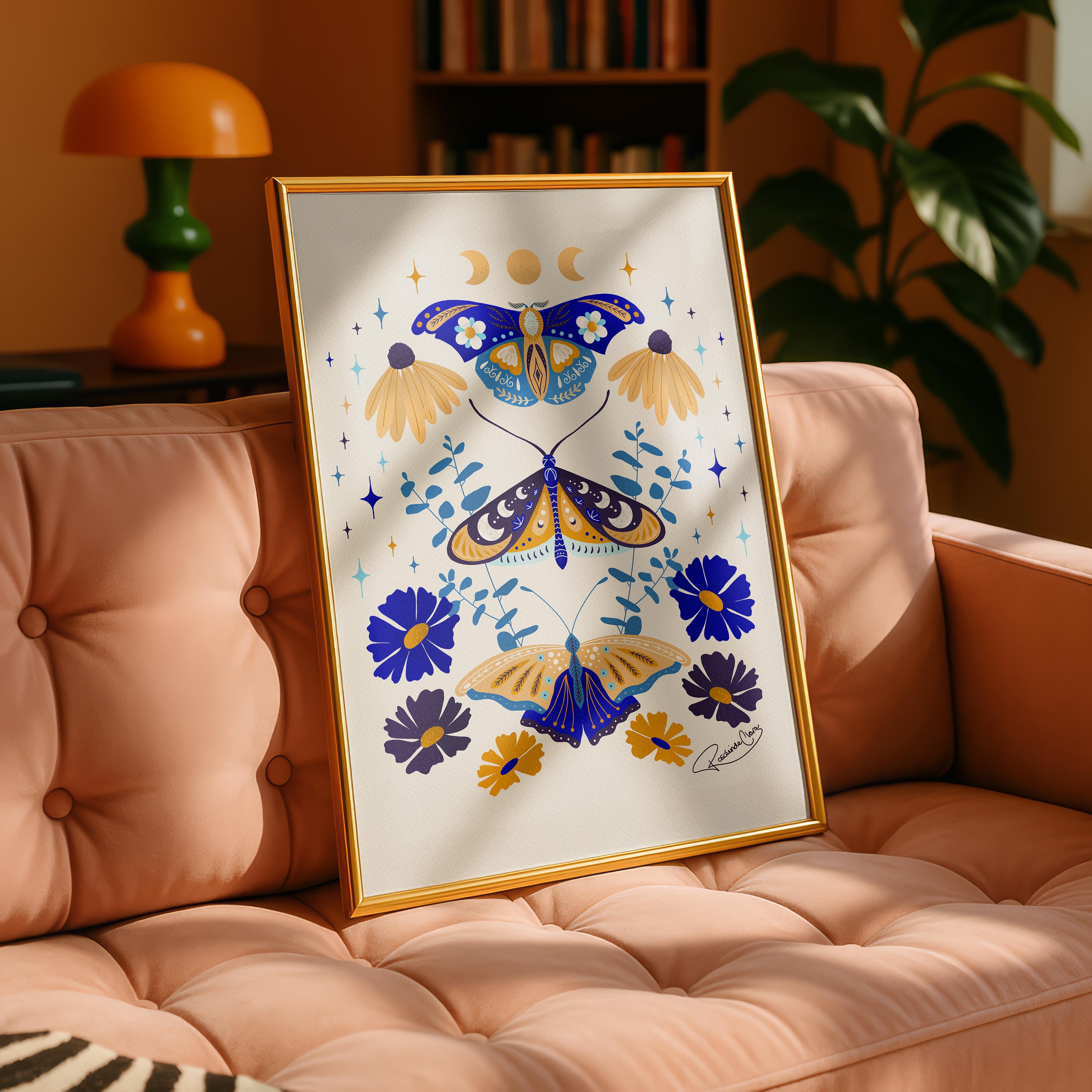 Moths in Stardust - Rosalinde Clara - Rolled Poster Wall Art Print | House Prints
