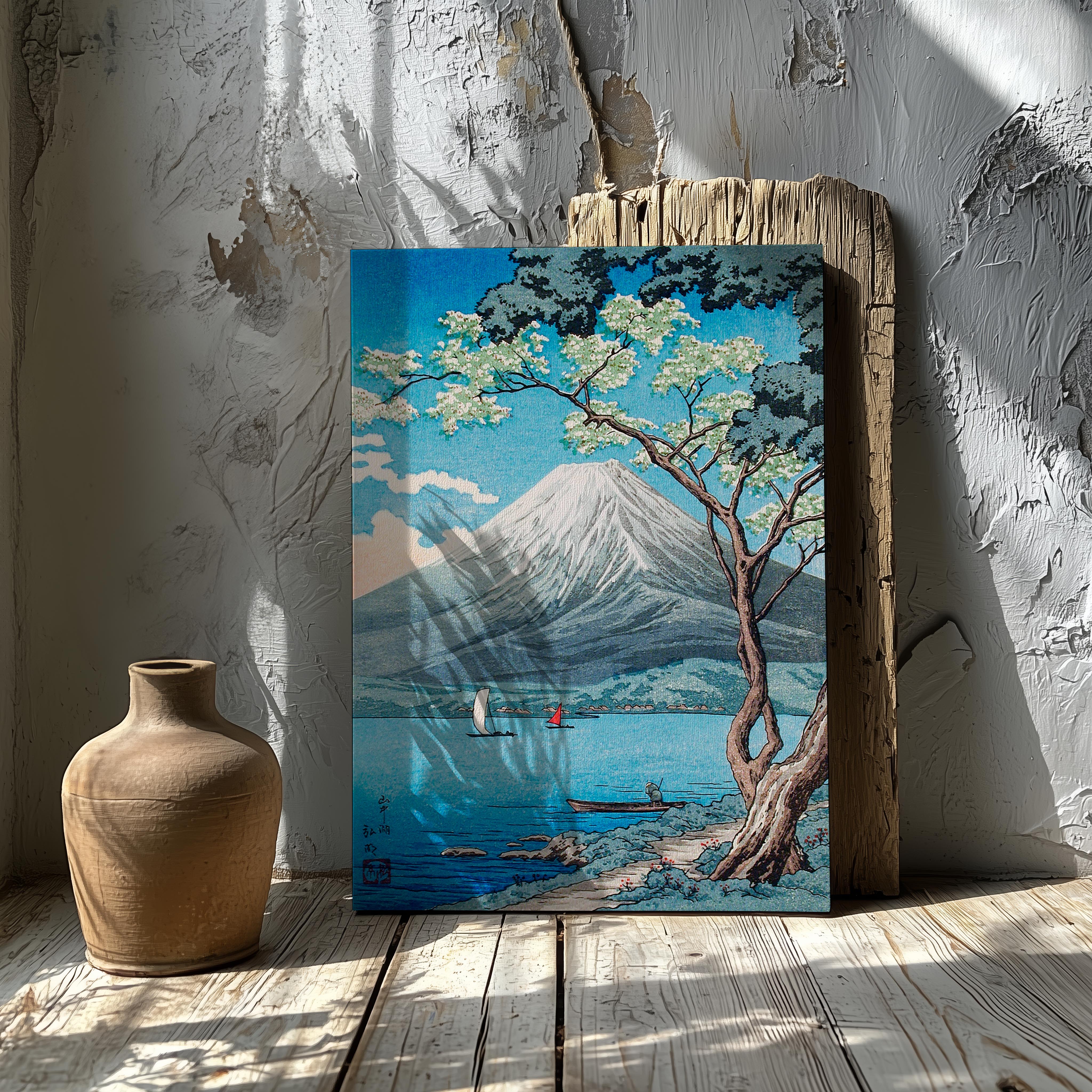 Mount Fuji from Lake Yamanaka - Hiroaki Takahashi - Framed Canvas