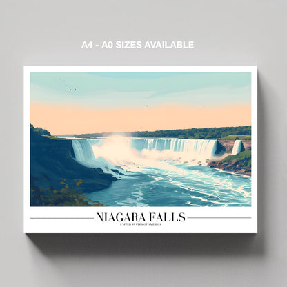 Majestic Niagara Falls World Travel - Framed Canvas Wall Art Print - House Prints