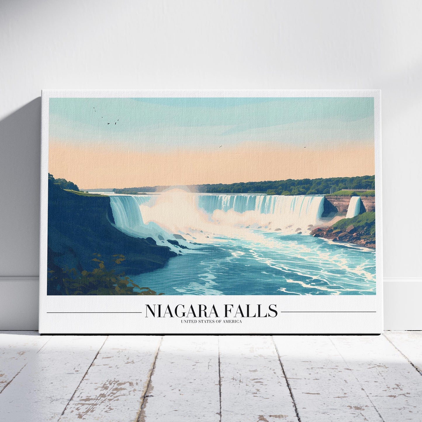 Majestic Niagara Falls World Travel - Framed Canvas Wall Art Print - House Prints