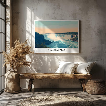 Majestic Niagara Falls World Travel - Framed Canvas Wall Art Print - House Prints