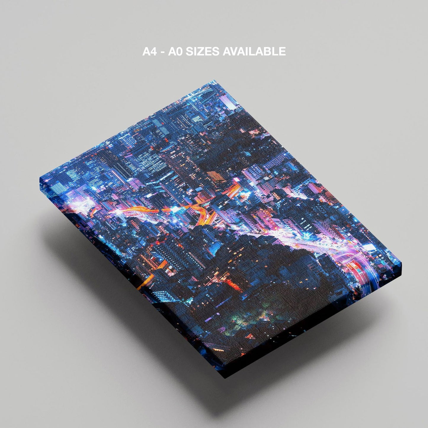 Neon Lights Cityscape NYC - Framed Canvas Wall Art Print - House Prints