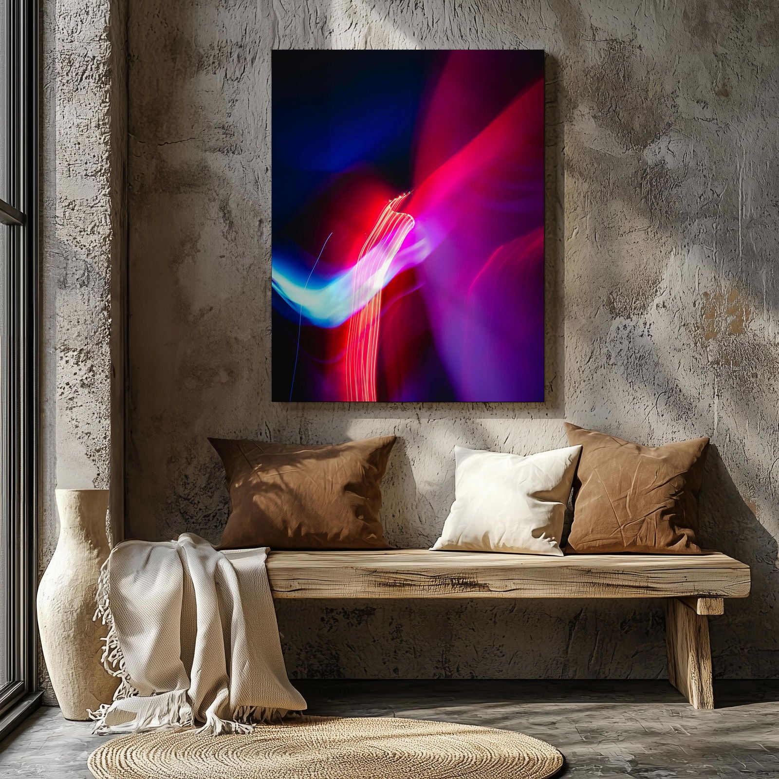 Neon Lights in Motion - Framed Canvas Wall Art Print | House Prints