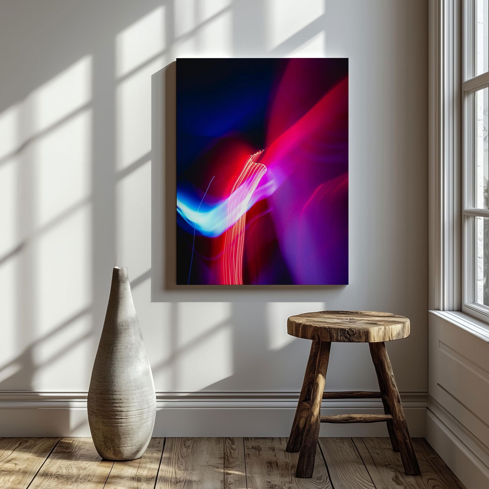 Neon Lights in Motion - Framed Canvas Wall Art Print | House Prints