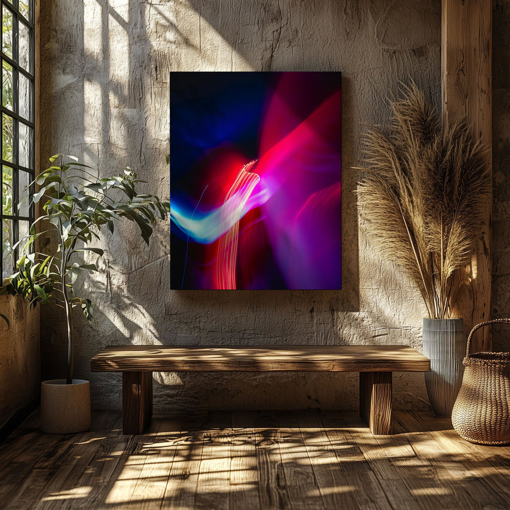 Neon Lights in Motion - Framed Canvas Wall Art Print | House Prints