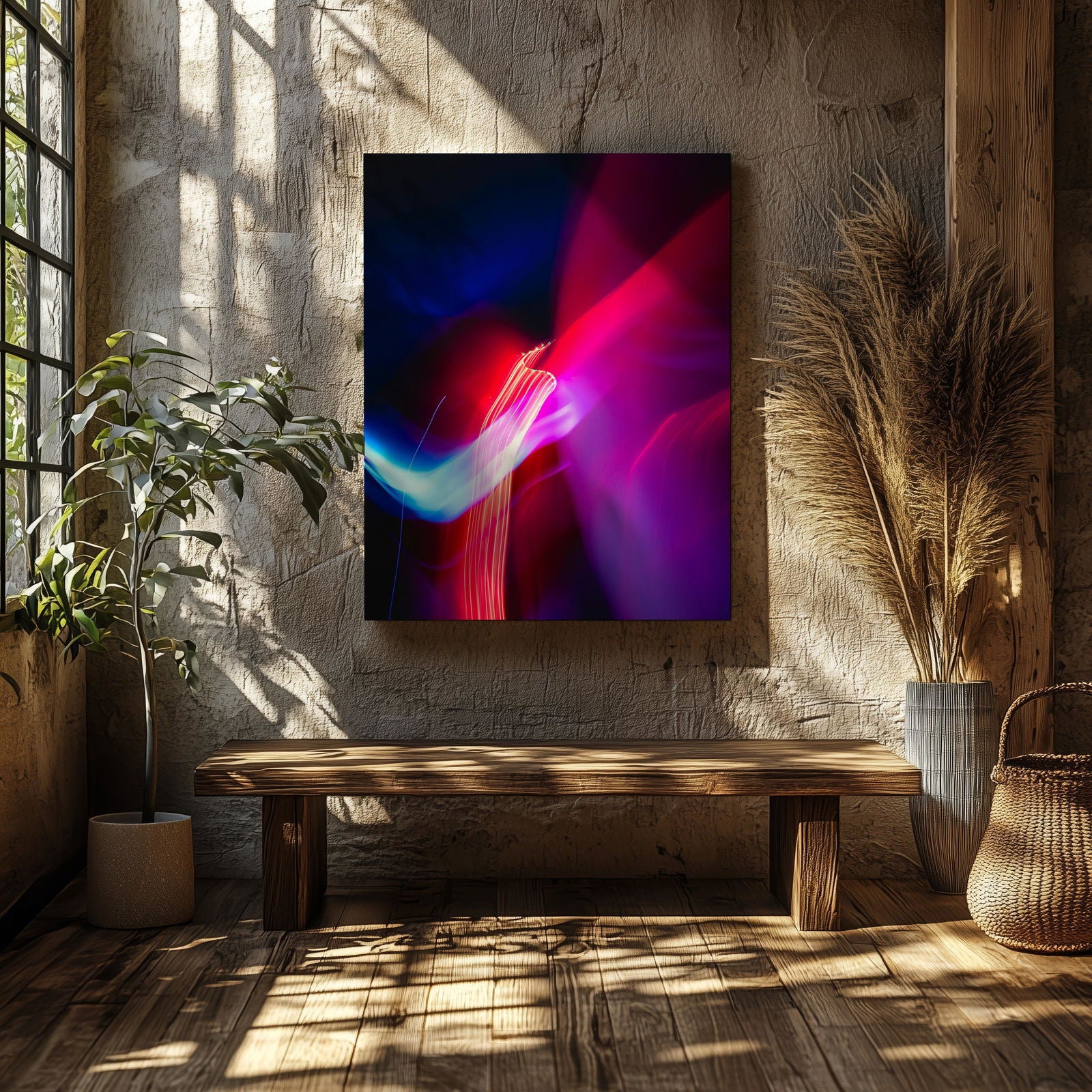 Neon Lights in Motion - Framed Canvas Wall Art Print | House Prints