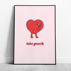 Nice Peach Modern Cheeky Red Heart - Rolled Poster Wall Art Print