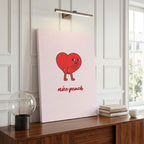 Nice Peach Modern Cheeky Red Heart - Framed Canvas Wall Art Print