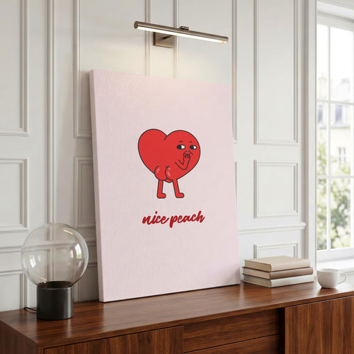 Nice Peach Modern Cheeky Red Heart - Framed Canvas Wall Art Print | House Prints