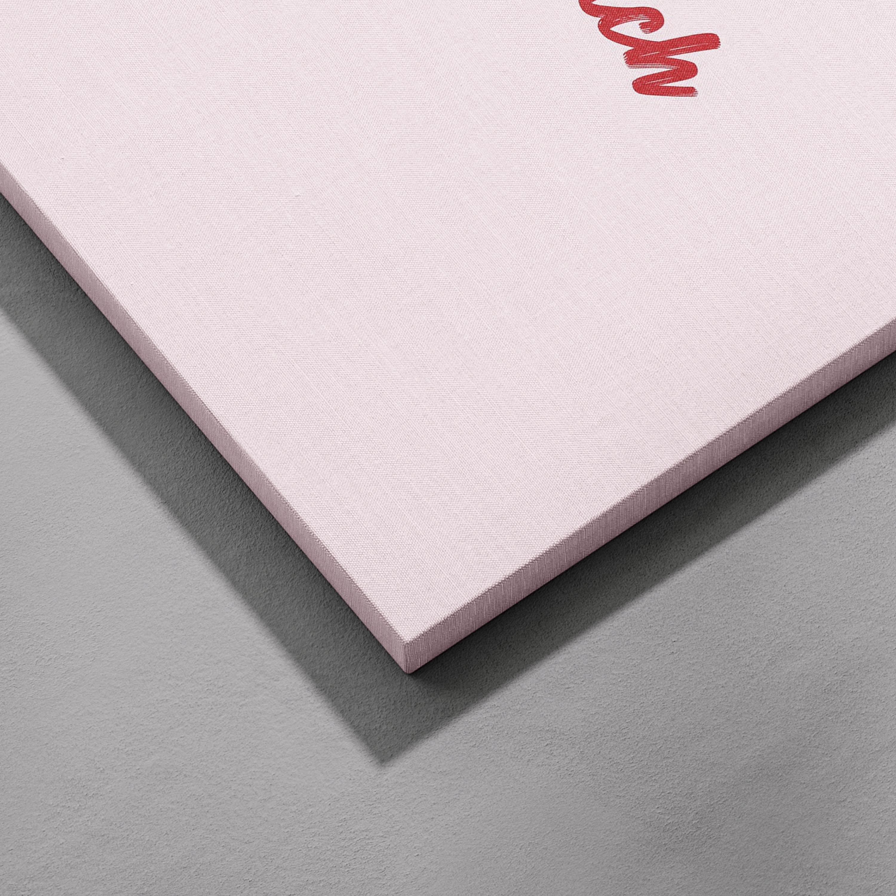 Nice Peach Modern Cheeky Red Heart - Framed Canvas Wall Art Print