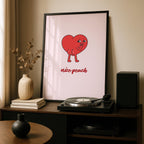 Nice Peach Modern Cheeky Red Heart - Rolled Poster Wall Art Print