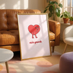 Nice Peach Modern Cheeky Red Heart - Rolled Poster Wall Art Print
