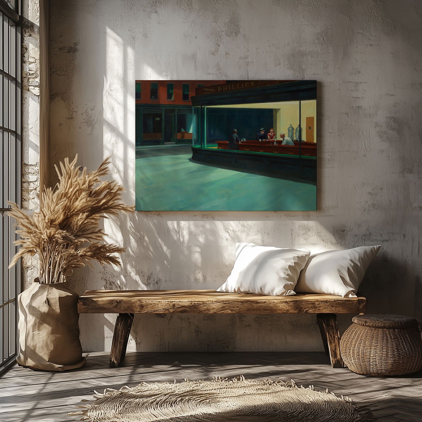 Nighthawks - Edward Hopper - Framed Canvas Wall Art Print - House Prints