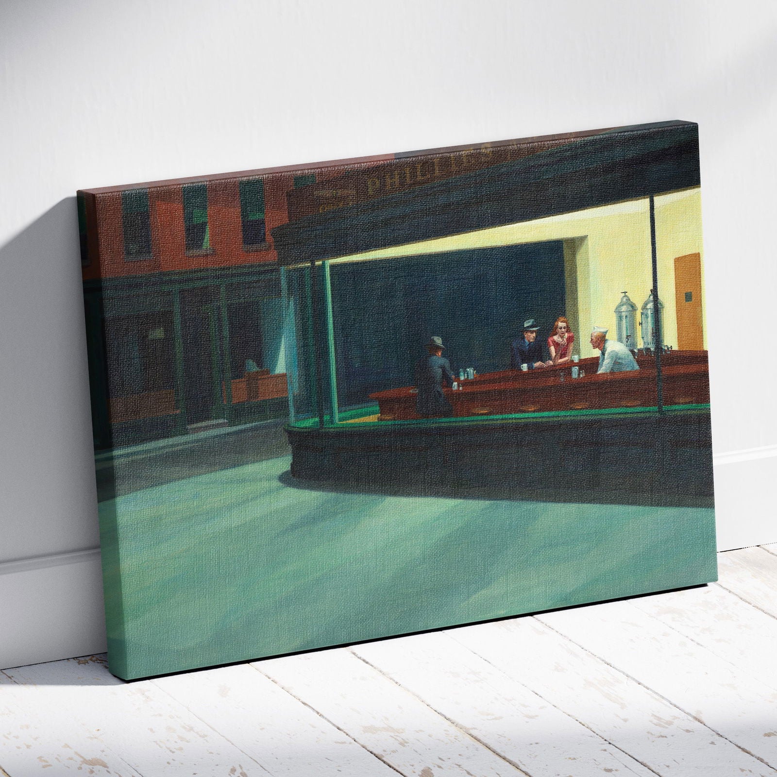 Nighthawks - Edward Hopper - Framed Canvas Wall Art Print - House Prints