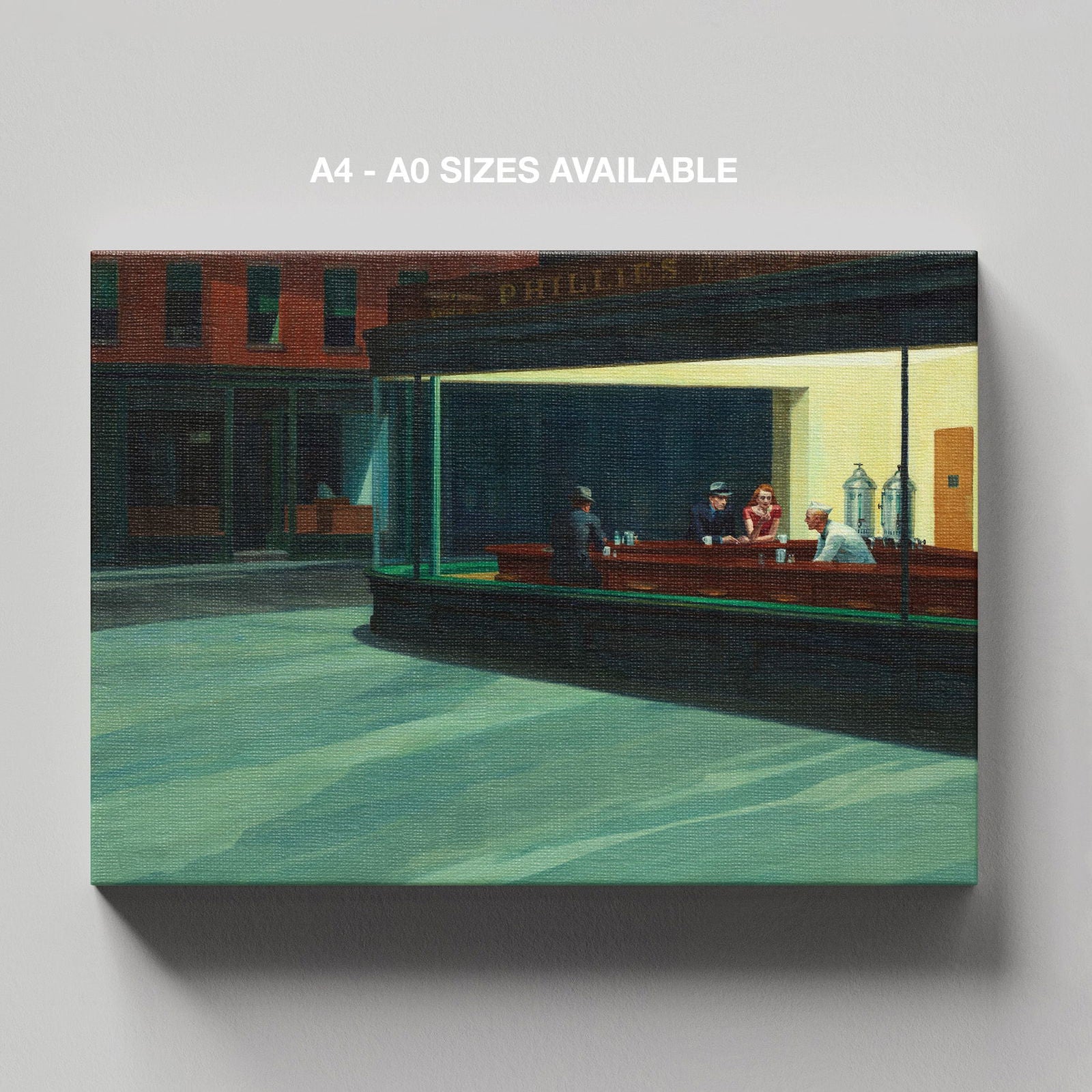Nighthawks - Edward Hopper - Framed Canvas Wall Art Print - House Prints