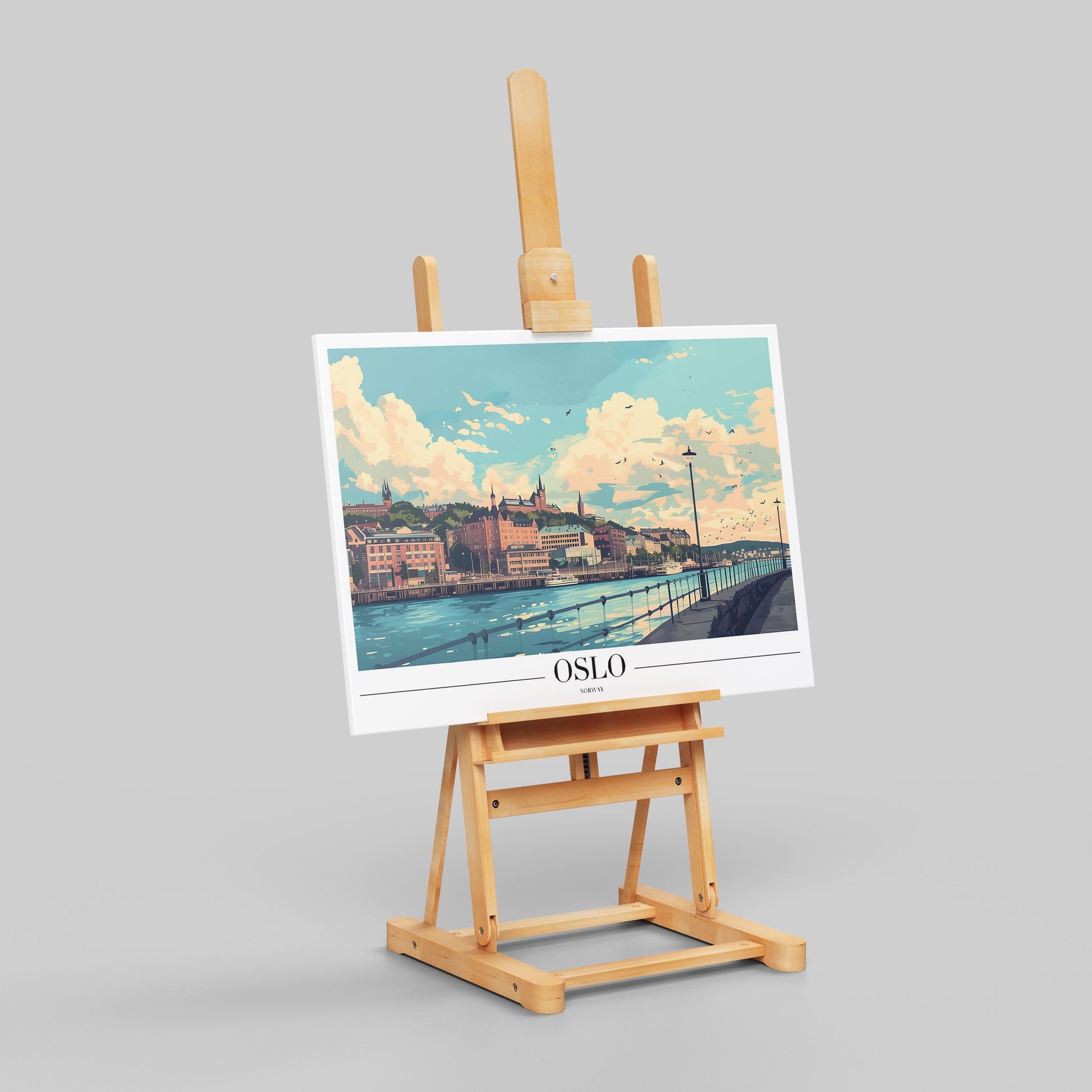 Scenic Oslo Norway City World Travel - Framed Canvas Wall Art Print - House Prints
