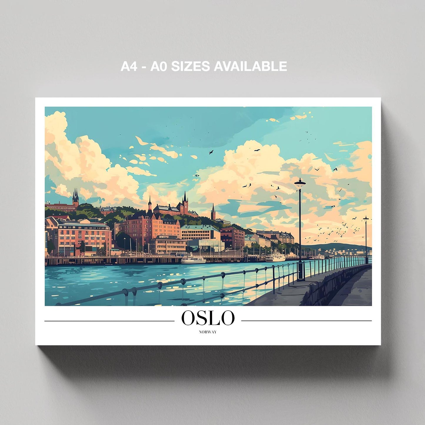 Scenic Oslo Norway City World Travel - Framed Canvas Wall Art Print - House Prints