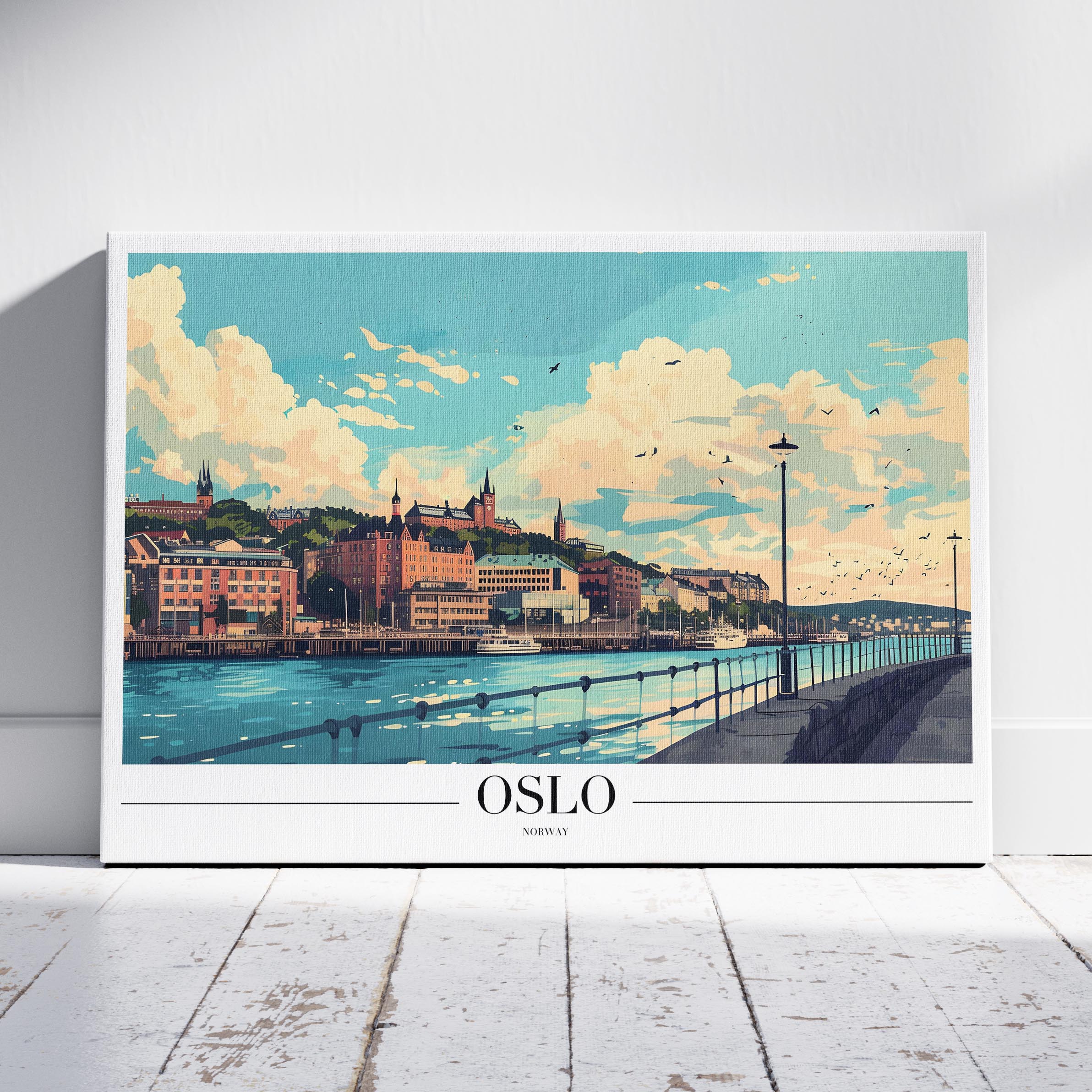 Scenic Oslo Norway City World Travel - Framed Canvas Wall Art Print | House Prints