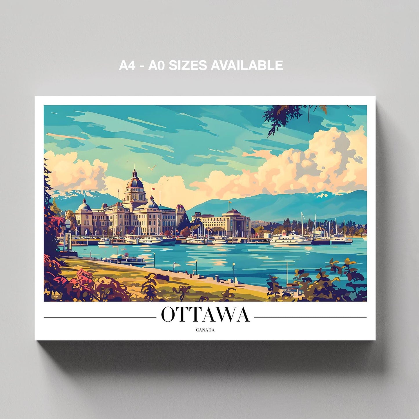 Ottawa Canada City World Travel - Framed Canvas Wall Art Print - House Prints