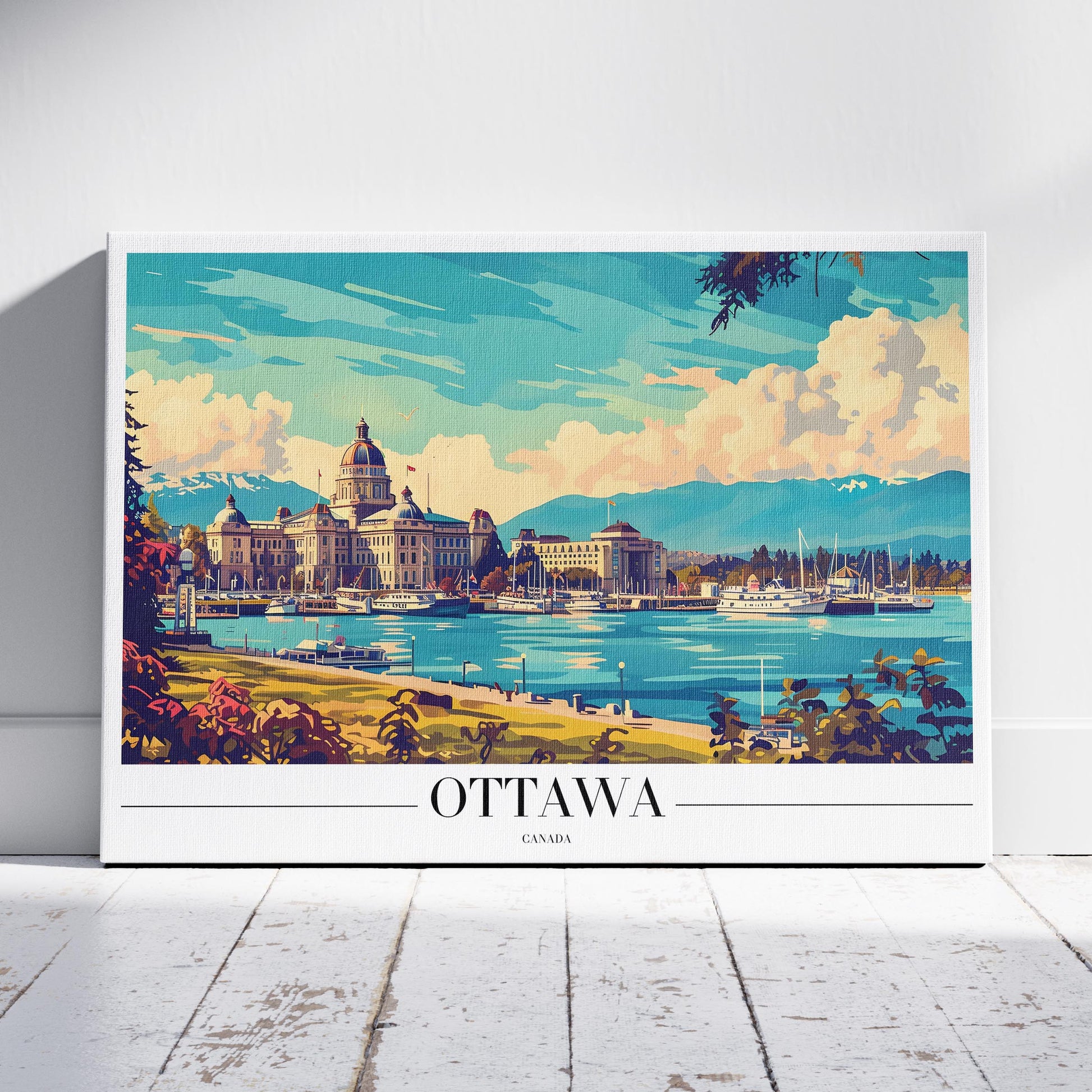 Ottawa Canada City World Travel - Framed Canvas Wall Art Print - House Prints