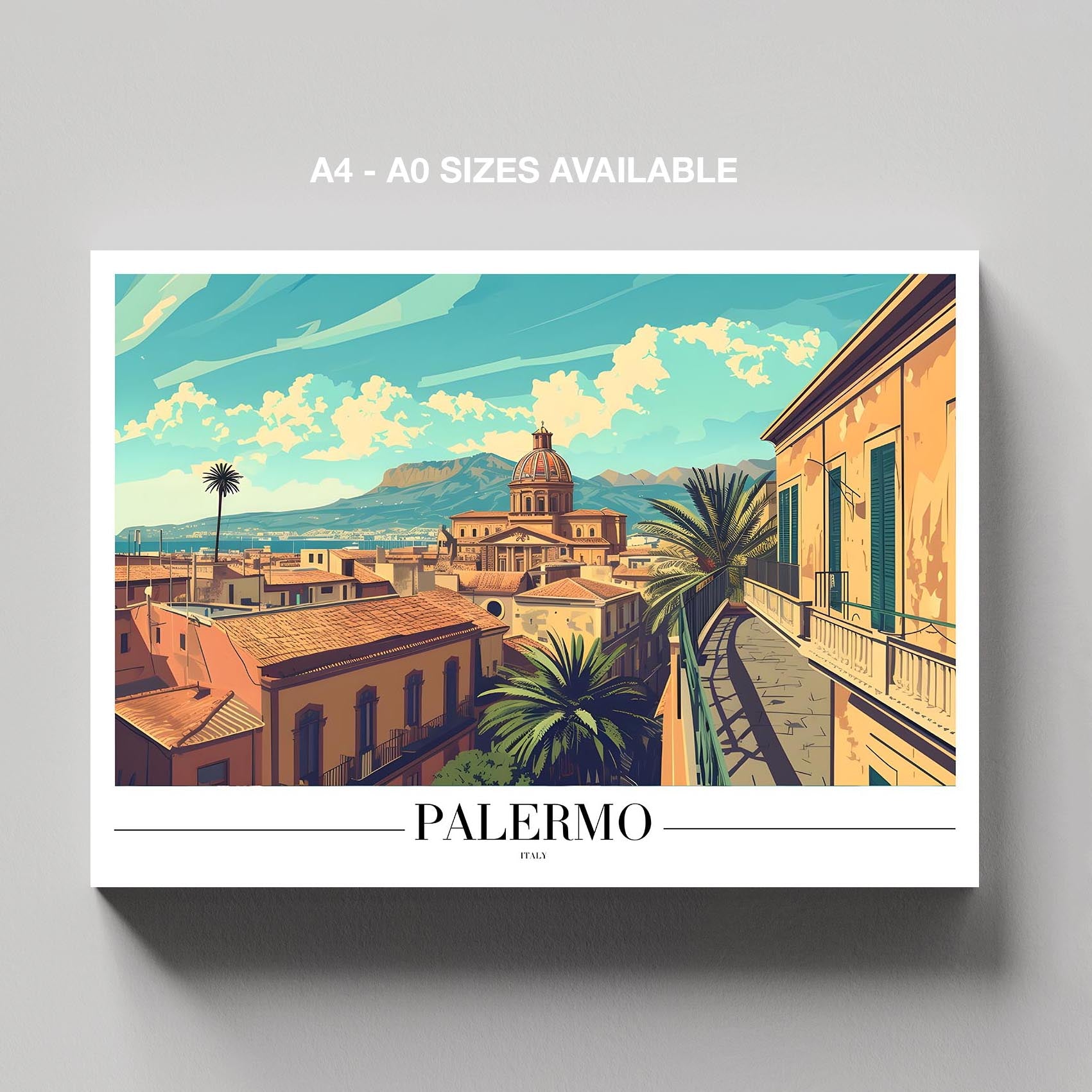 Historic Palermo Italy World Travel - Framed Canvas Wall Art Print | House Prints