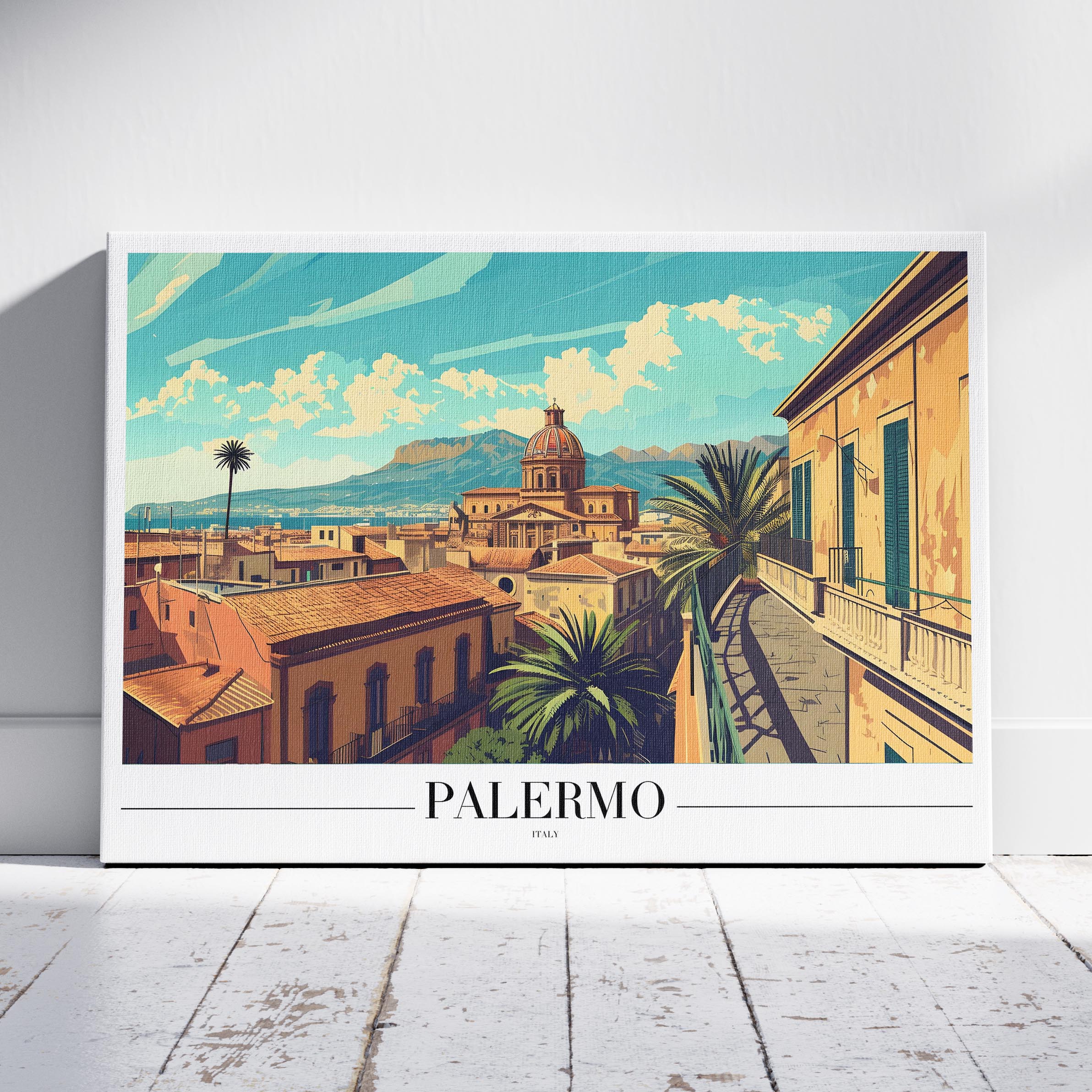 Historic Palermo Italy World Travel - Framed Canvas Wall Art Print | House Prints