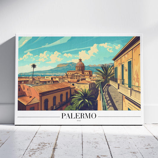 Historic Palermo Italy World Travel - Framed Canvas Wall Art Print - House Prints