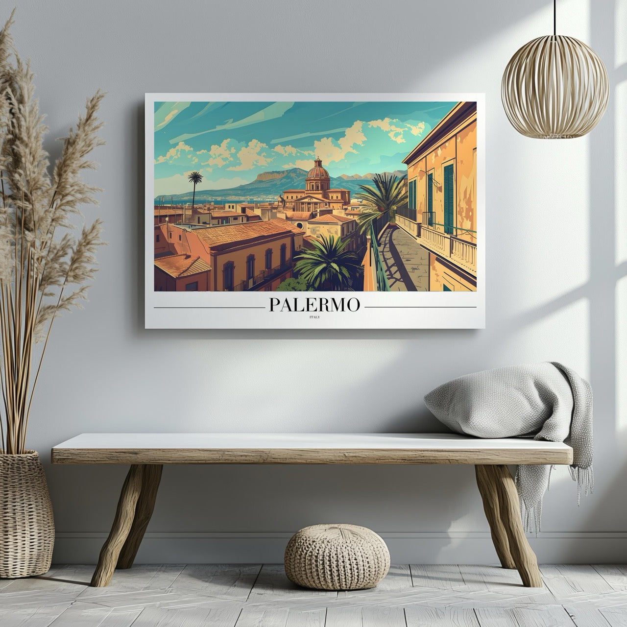 Historic Palermo Italy World Travel - Framed Canvas Wall Art Print | House Prints