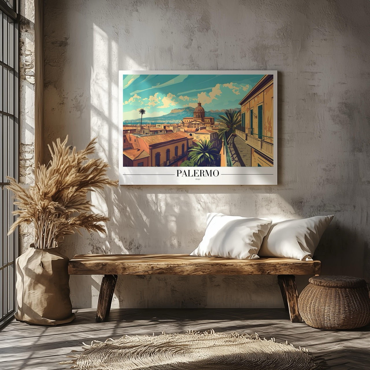 Historic Palermo Italy World Travel - Framed Canvas Wall Art Print | House Prints