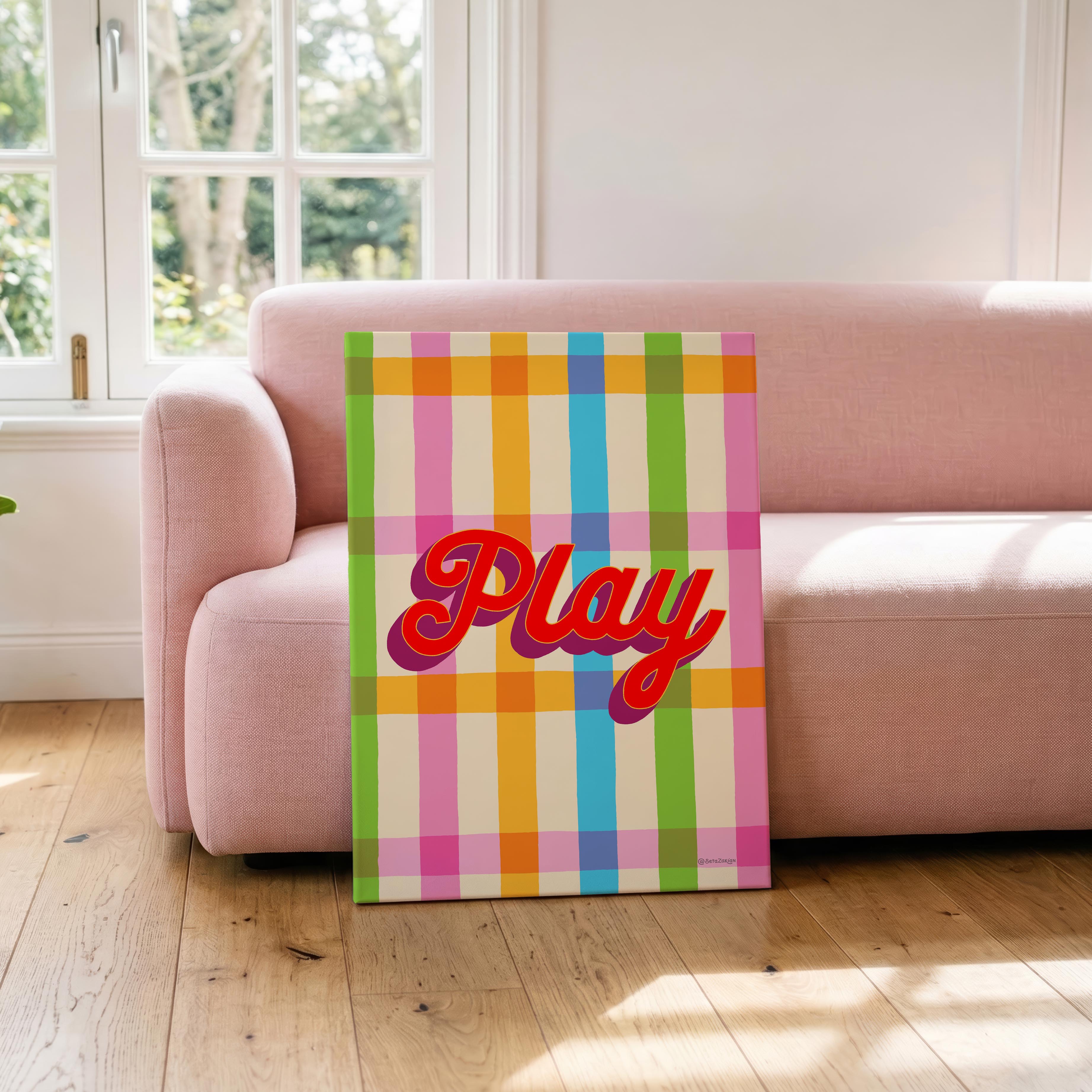 Play Stripe Hype 4 - Seta Zakian - Framed Canvas Wall Art Print | House Prints