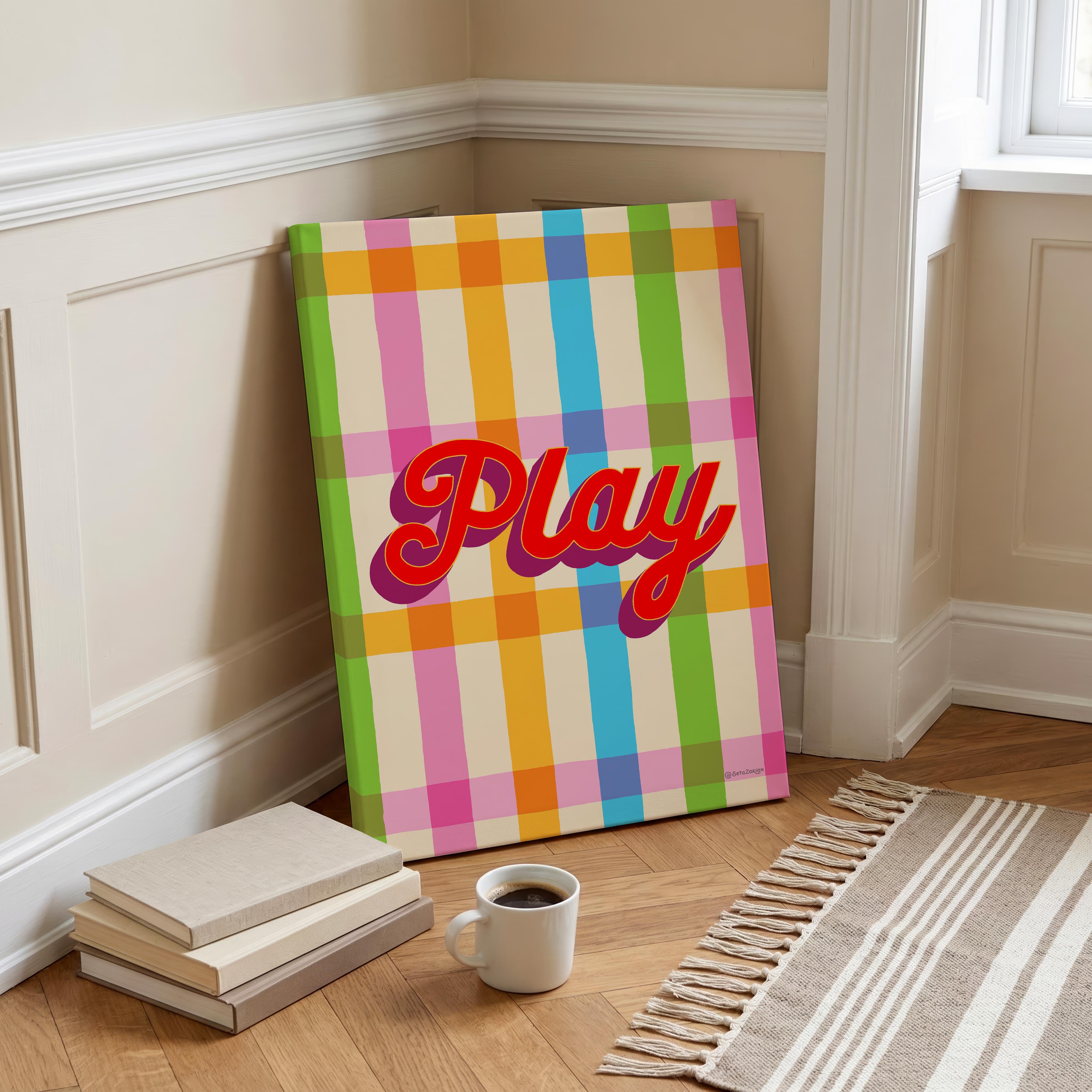 Play Stripe Hype 4 - Seta Zakian - Framed Canvas Wall Art Print | House Prints