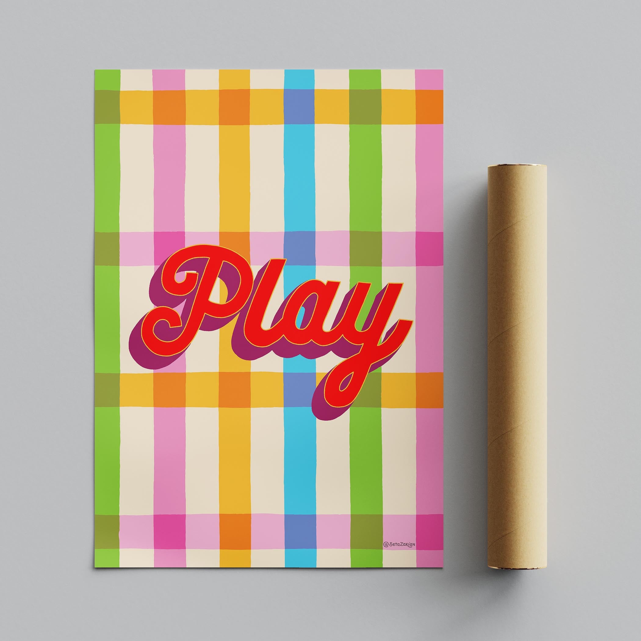 Play Stripe Hype 4 - Seta Zakian - Rolled Poster Wall Art Print | House Prints