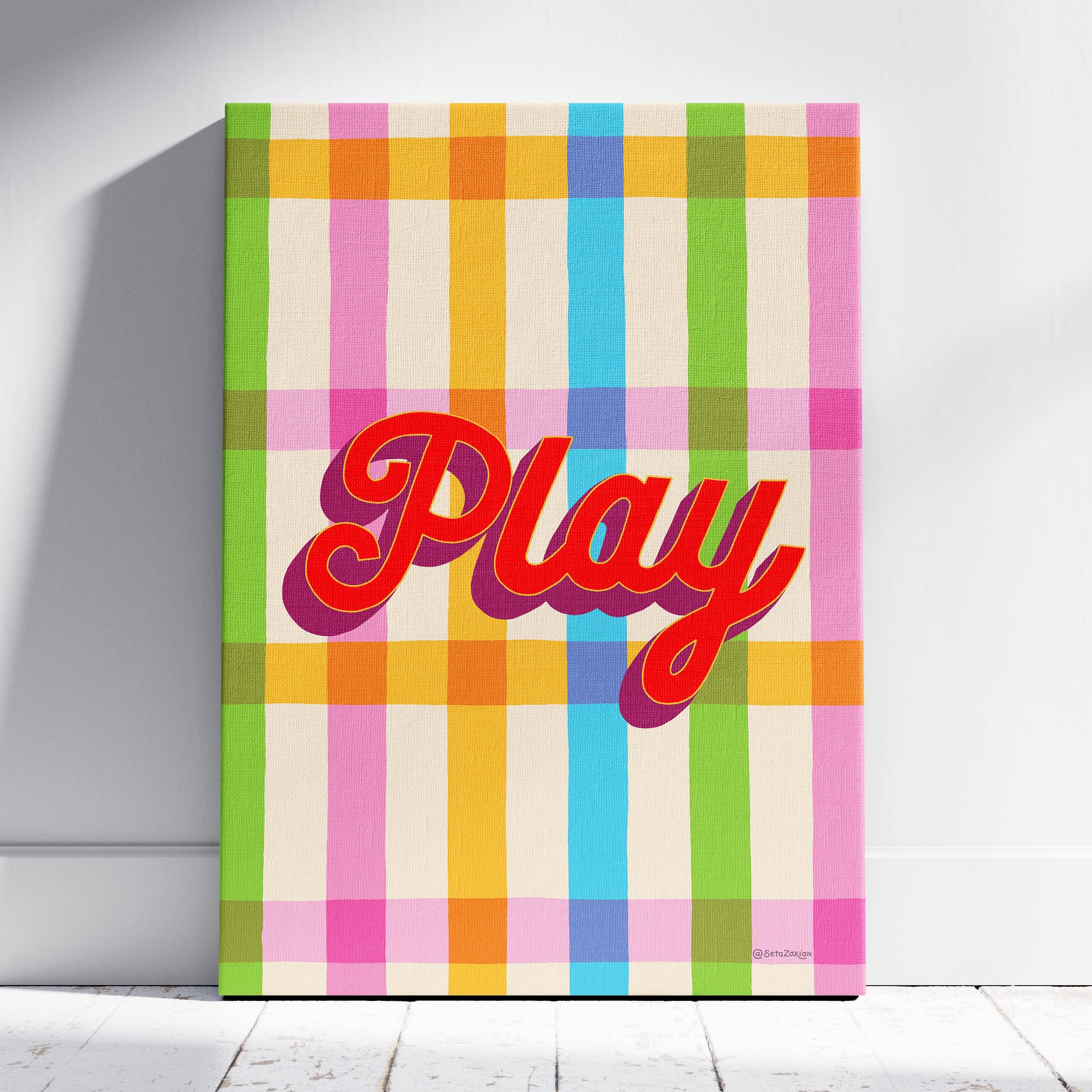 Play Stripe Hype 4 - Seta Zakian - Framed Canvas Wall Art Print | House Prints