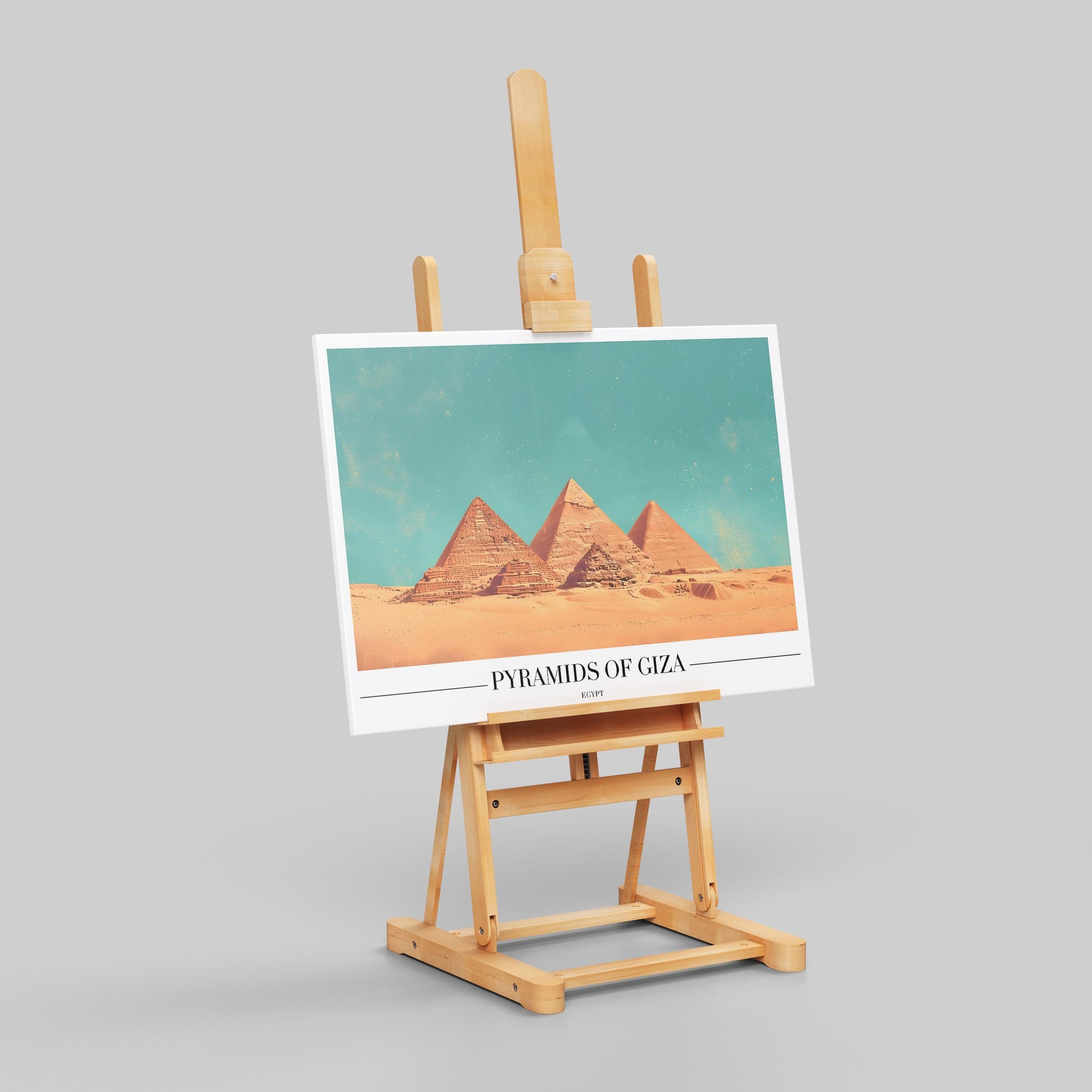 Pyramids of Giza Egypt World City Travel - Framed Canvas Wall Art Print - House Prints