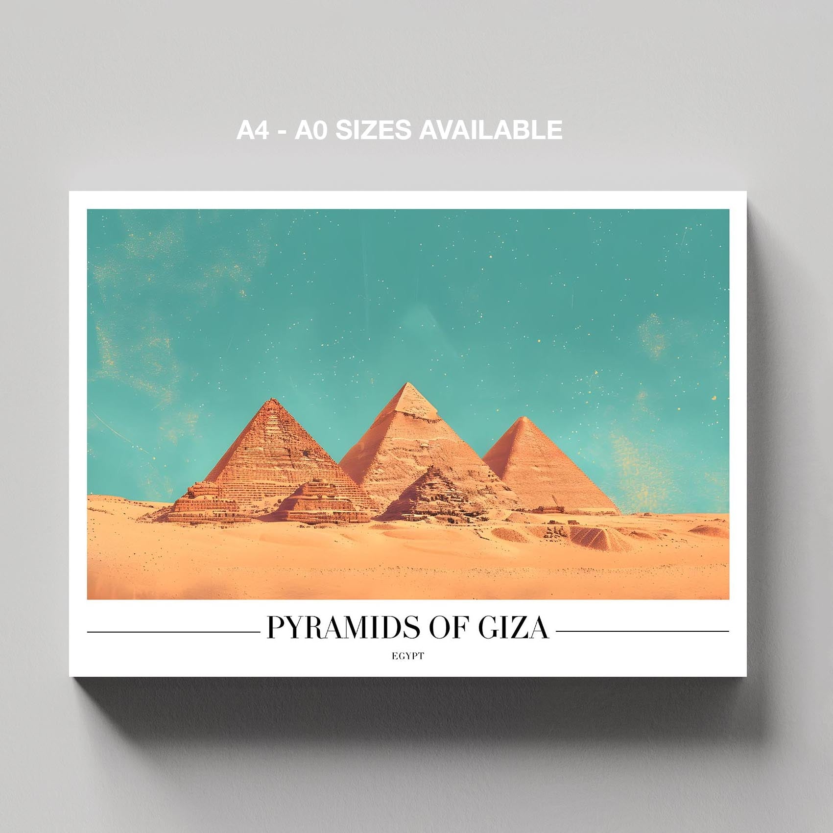 Pyramids of Giza Egypt World City Travel - Framed Canvas Wall Art Print - House Prints