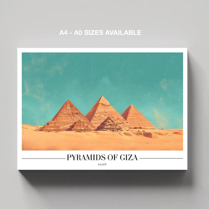 Pyramids of Giza Egypt World City Travel - Framed Canvas Wall Art Print - House Prints