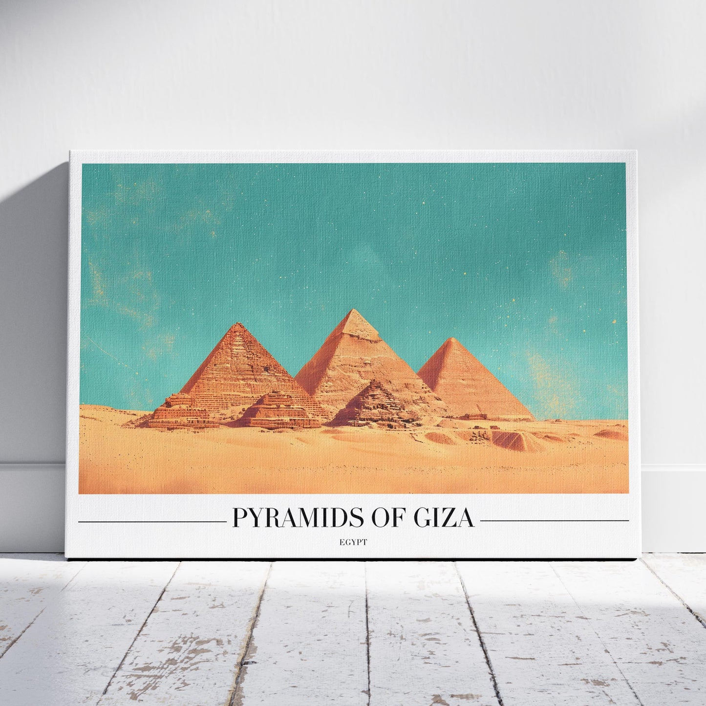 Pyramids of Giza Egypt World City Travel - Framed Canvas Wall Art Print - House Prints