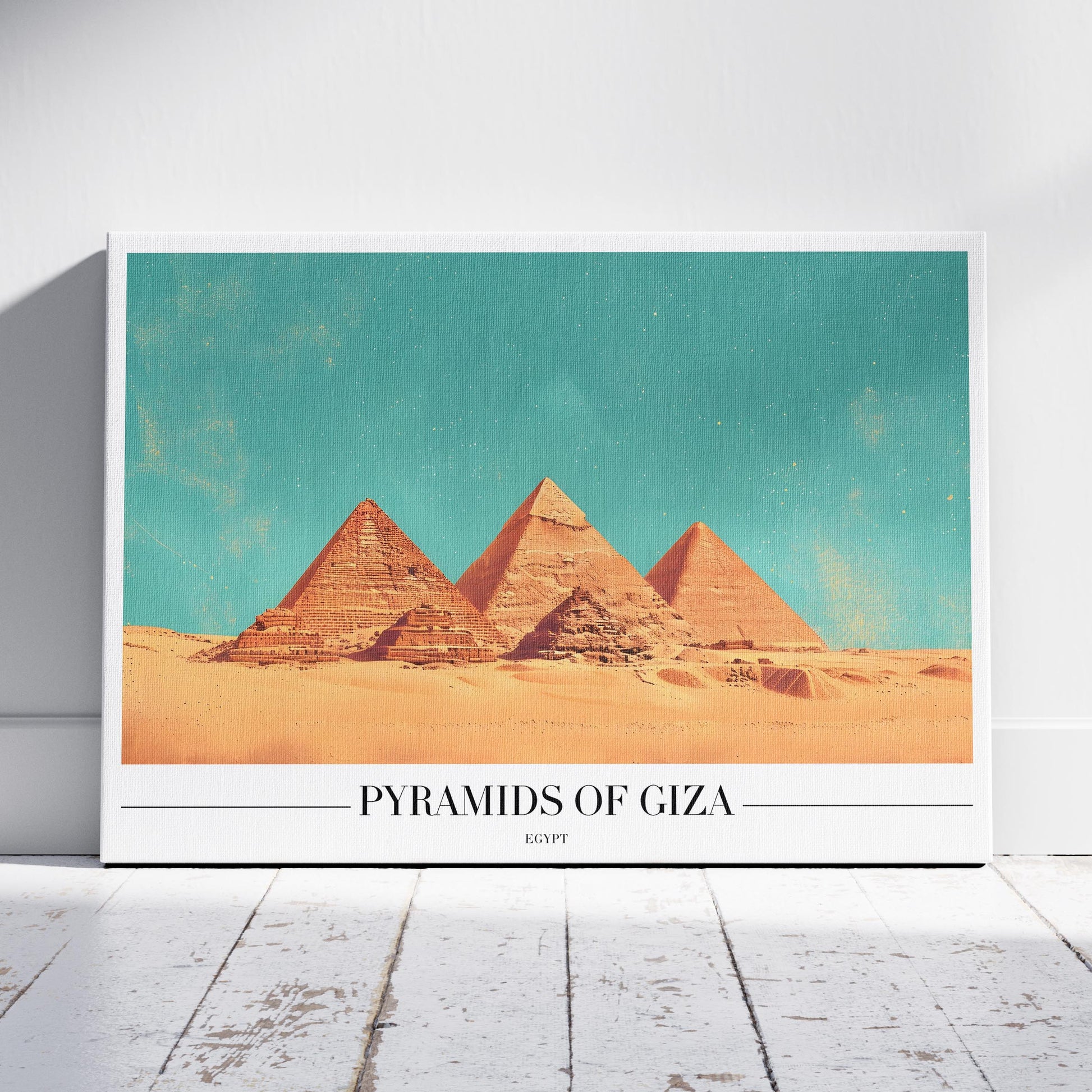 Pyramids of Giza Egypt World City Travel - Framed Canvas Wall Art Print - House Prints
