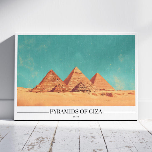 Pyramids of Giza Egypt World City Travel - Framed Canvas Wall Art Print - House Prints
