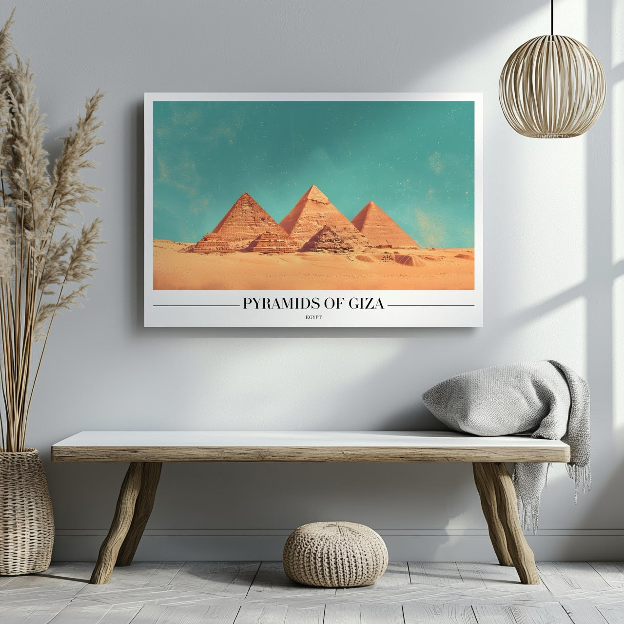 Pyramids of Giza Egypt World City Travel - Framed Canvas Wall Art Print - House Prints