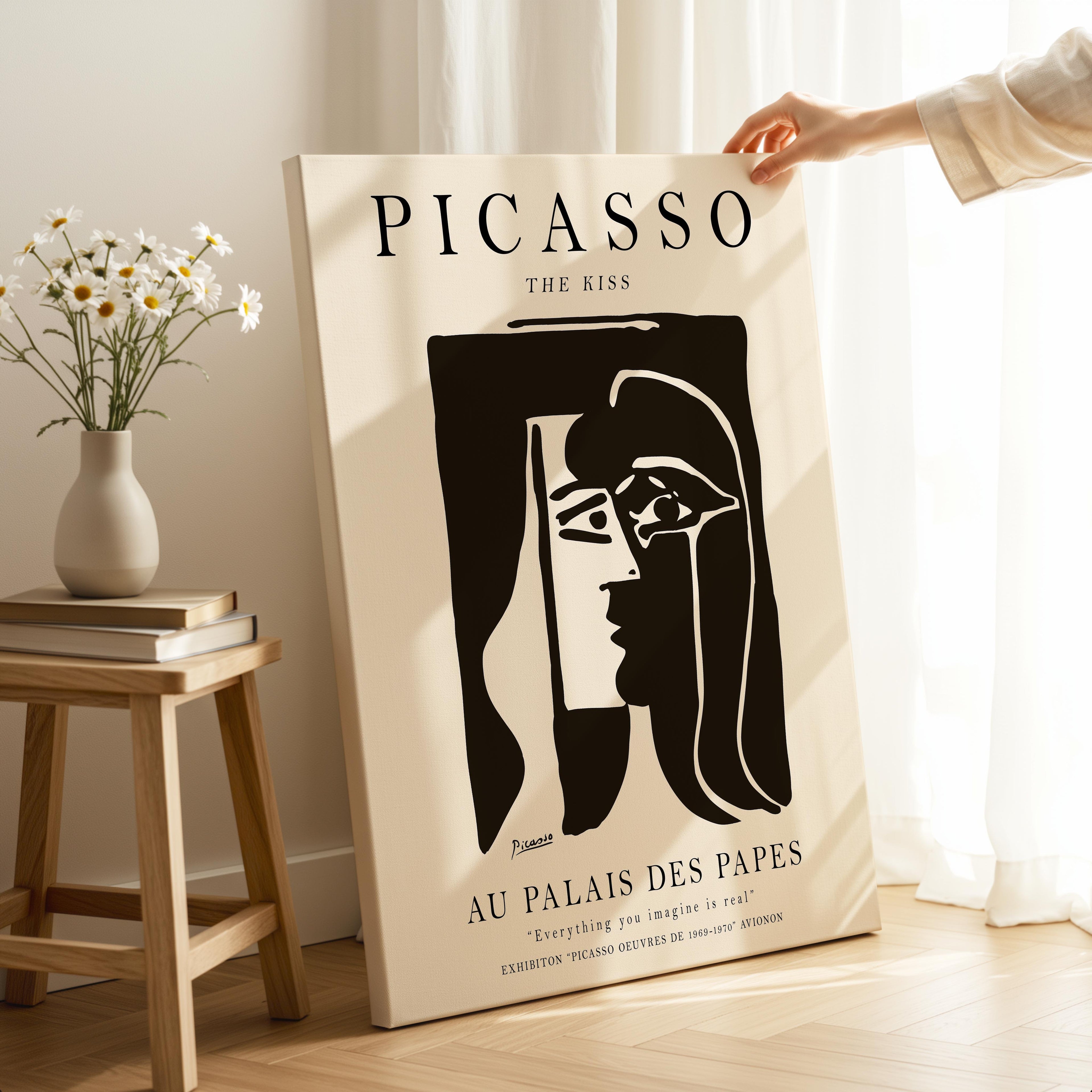 The Kiss Au Palais Des Papes - Pablo Picasso - Framed Canvas Wall Art Print