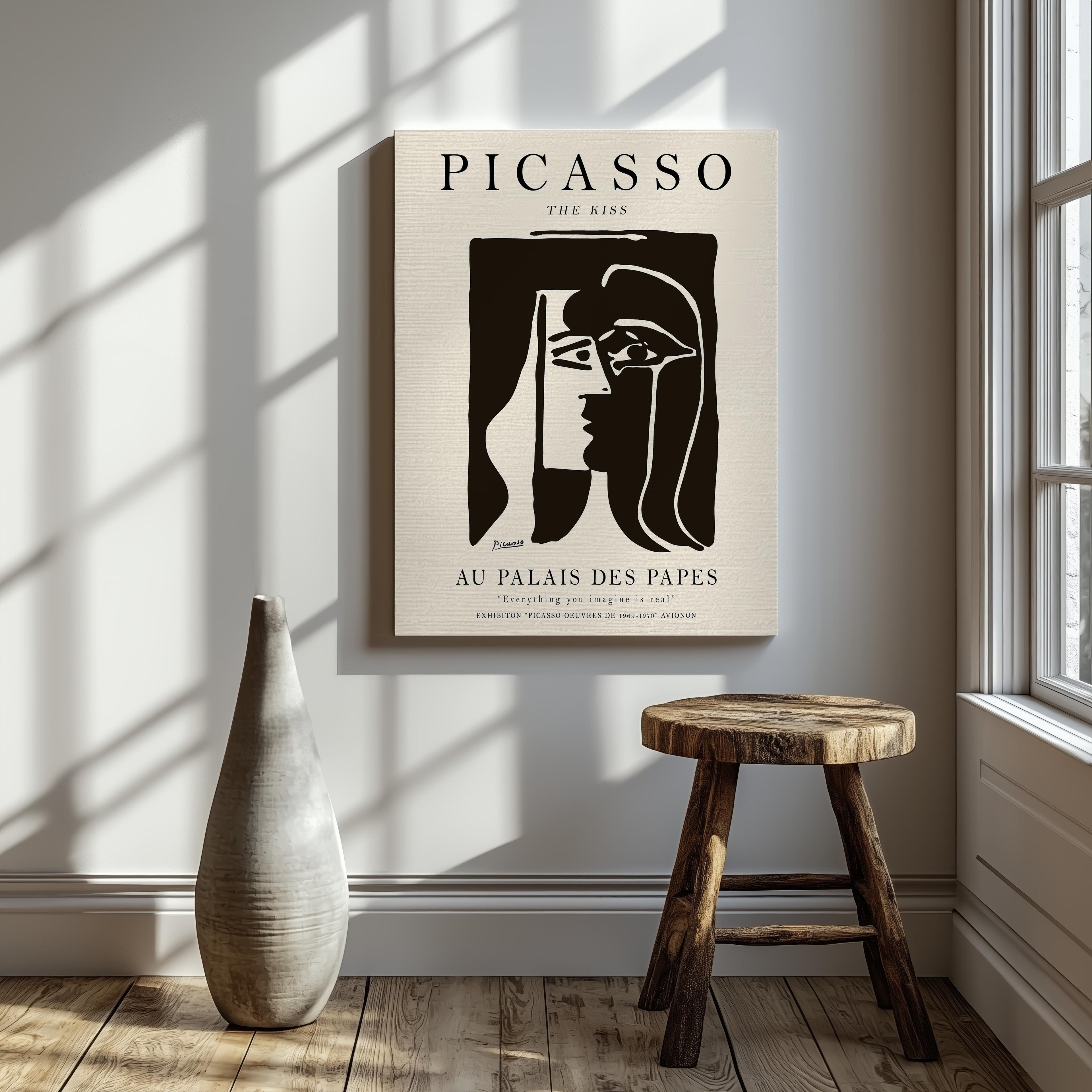 The Kiss Au Palais Des Papes - Pablo Picasso - Framed Canvas Wall Art Print
