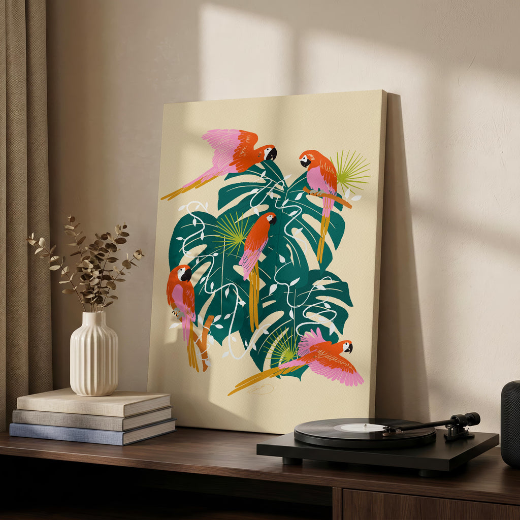 Parrot Paradise - Rosalinde Clara - Framed Canvas Wall Art Print | House Prints