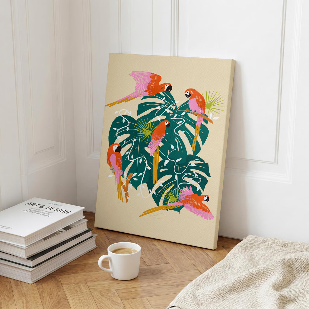Parrot Paradise - Rosalinde Clara - Framed Canvas Wall Art Print | House Prints