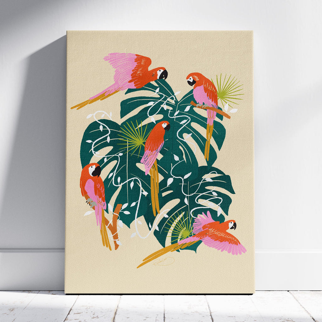 Parrot Paradise - Rosalinde Clara - Framed Canvas Wall Art Print | House Prints