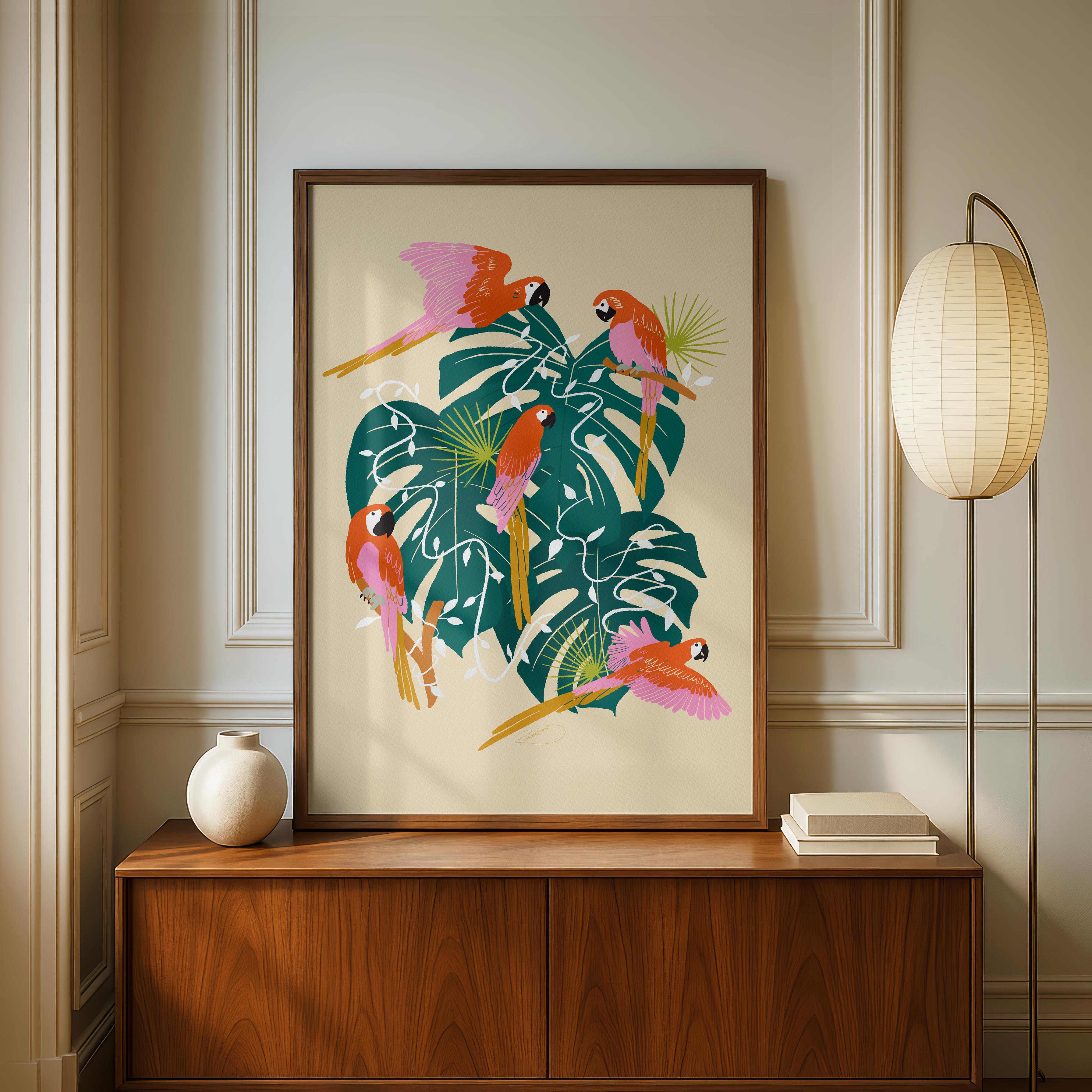 Parrot Paradise - Rosalinde Clara - Rolled Poster Wall Art Print | House Prints