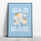 Pastel Blue Daisy Flowers All In Bloom - Rolled Poster Wall Art Print