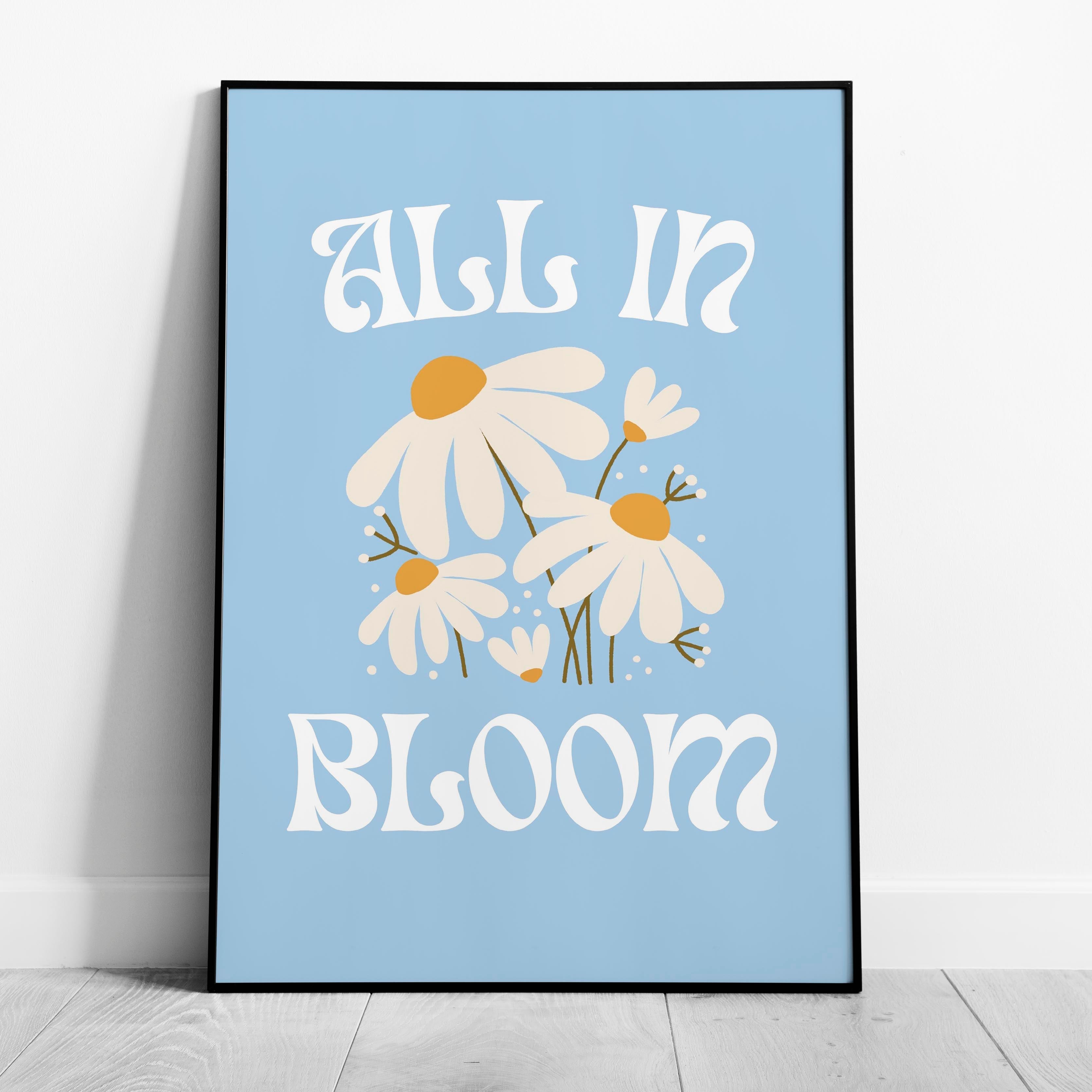 Pastel Blue Daisy Flowers All In Bloom - Rolled Poster Wall Art Print