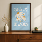 Pastel Blue Daisy Flowers All In Bloom - Rolled Poster Wall Art Print